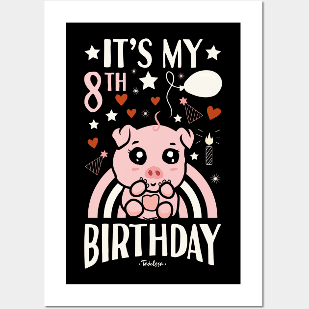 It's My 8th Birthday Pig Wall Art by Tesszero